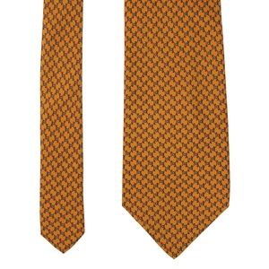 Etro Orange Geometric Print 100% Silk Tie